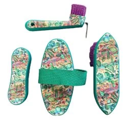 4 PIECE PRINTED BRUSH GROOMING SET